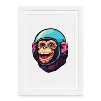 Singe de l’espace - Affiche encadrée (27 × 37 cm) - blanc - Devant