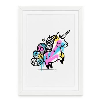 Colorful Splash Unicorn Illustration - Framed poster (27 × 37 cm) - white - Front