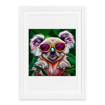 Koala coloré avec des lunettes de soleil - Affiche encadrée (27 × 37 cm) - blanc - Devant