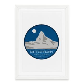 Matterhorn Zermatt graphic with altitude - Framed poster (27 × 37 cm) - white - Front