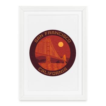 San Francisco | Pont du Golden Gate - Affiche encadrée (27 × 37 cm) - blanc - Devant
