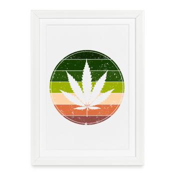 Cannabis arc en ciel retro rond - Affiche encadrée (27 × 37 cm) - blanc - Devant