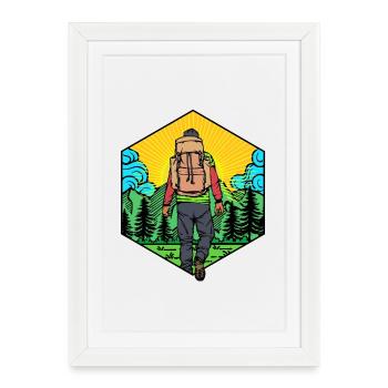Randonnées Randonnées Alpinisme Randonnée en montagne - Affiche encadrée (27 × 37 cm) - blanc - Devant