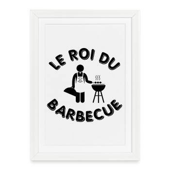 Le roi du barbecue - bbq - Grillage - Barbecue - Affiche encadrée (27 × 37 cm) - blanc - Devant