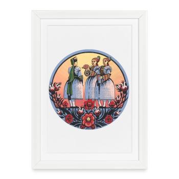 Folklore sorbe – Pain et costumes traditionnels - Affiche encadrée (27 × 37 cm) - blanc - Devant