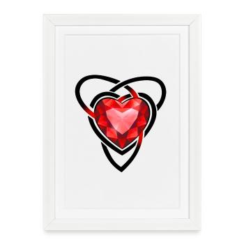Faceted Red Gem Heart - Framed poster (27 × 37 cm) - white - Front