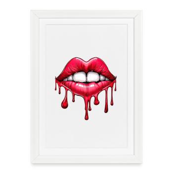 Lèvres - Affiche encadrée (27 × 37 cm) - blanc - Devant
