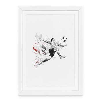 Footballeur - Affiche encadrée (27 × 37 cm) - blanc - Devant