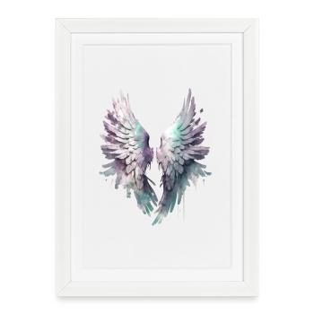 Ailes Aquarelle Pastel - Affiche encadrée (27 × 37 cm) - blanc - Devant