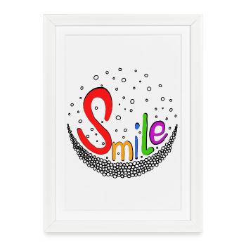 Sourire coloré - Affiche encadrée (27 × 37 cm) - blanc - Devant