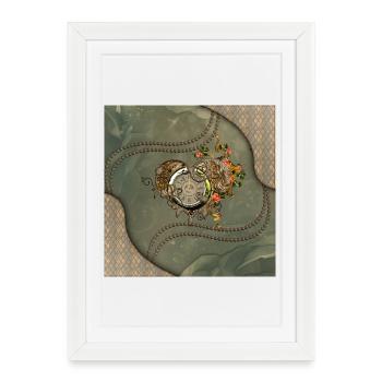 Merveilleuse montre steampunk - Affiche encadrée (27 × 37 cm) - blanc - Devant