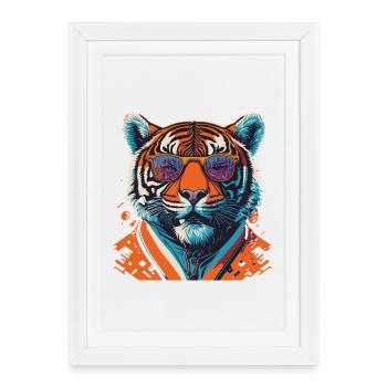 Fierce and Fearless: Retro Tiger T-Shirt - Framed poster (27 × 37 cm) - white - Front