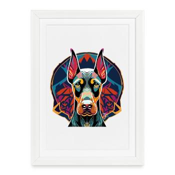 Doberman - Affiche encadrée (27 × 37 cm) - blanc - Devant