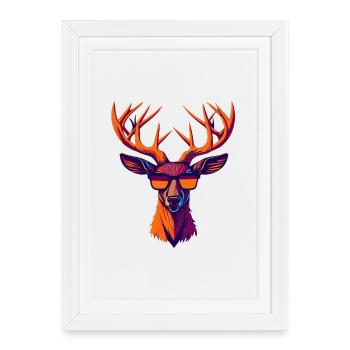 Révolte rétro des cerfs - Affiche encadrée (27 × 37 cm) - blanc - Devant