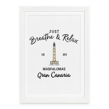 Gran Canaria, Relax, Maspalomas, Espagne - Affiche encadrée (27 × 37 cm) - blanc - Devant