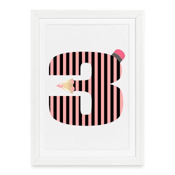 CRAYONS DE TROIS ANS NUMÉRO 3 TROIS - Affiche encadrée (27 × 37 cm) - blanc - Devant