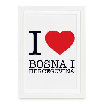 J’AIME BOSNA I HERCEGOVINA Bosnie-Herzégovine - Affiche encadrée (27 × 37 cm) - blanc - Devant