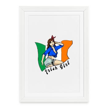Design de drapeau irlandais pour fille - Affiche encadrée (27 × 37 cm) - blanc - Devant