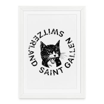 Collection « Cat » – Saint-Gall Suisse - Affiche encadrée (27 × 37 cm) - blanc - Devant