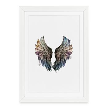 Rainbow Watercolor Wings - Framed poster (27 × 37 cm) - white - Front