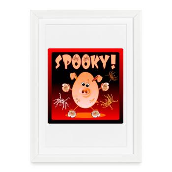 JOYEUX PORCELETS ARAIGNÉES D’HALLOWEEN - Affiche encadrée (27 × 37 cm) - blanc - Devant