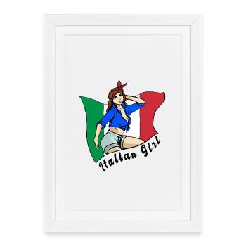 Design de drapeau italien pour fille - Affiche encadrée (27 × 37 cm) - blanc - Devant