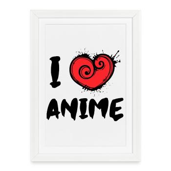 J’aime l’anime Déclaration Heart Manga Animation - Affiche encadrée (27 × 37 cm) - blanc - Devant