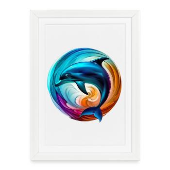 Dauphin - Affiche encadrée (27 × 37 cm) - blanc - Devant