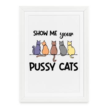 Cuddly Toy Cat Animaux Animaux Animaux de compagnie Dictons drôles - Affiche encadrée (27 × 37 cm) - blanc - Devant