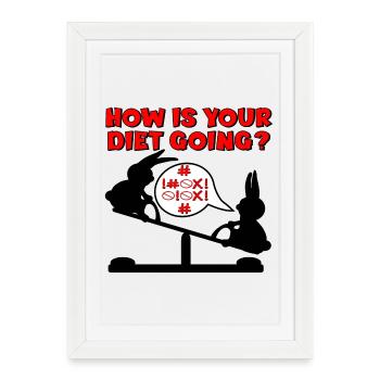 COMMENT VA LE RÉGIME - LAPINS DRÔLE - Affiche encadrée (27 × 37 cm) - blanc - Devant