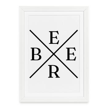 Beer Cross Logo - Gerahmtes Poster (27 × 37 cm) - Weiß - Vorne