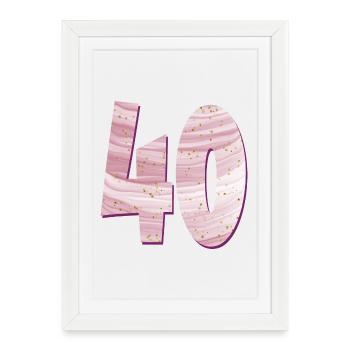 NUMÉRO 40 QUARANTE - QUARANTE ANS D’ANNIVERSAIRE - Affiche encadrée (27 × 37 cm) - blanc - Devant