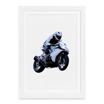 Motorcycle - Framed poster (27 × 37 cm) - white - Front