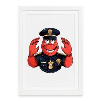 Lobster Policeman - Framed poster (27 × 37 cm) - white - Front