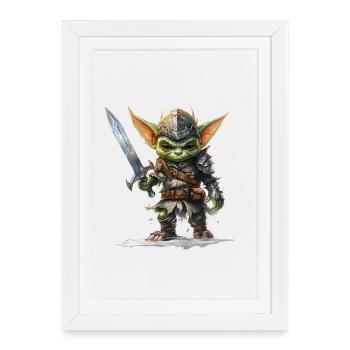 Brave Goblin Knight Fantasy RPG Shirt - Framed poster (27 × 37 cm) - white - Front