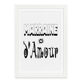 Marraine Amour Cœur - Affiche encadrée (27 × 37 cm) - blanc - Devant