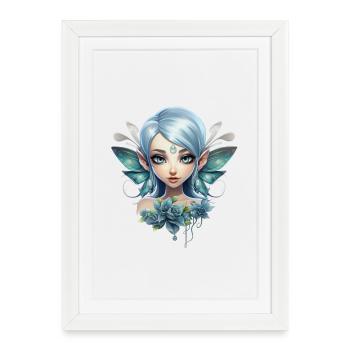 Fée des Fleurs avec Pierre Précieuse – Fantasy Design - Affiche encadrée (27 × 37 cm) - blanc - Devant