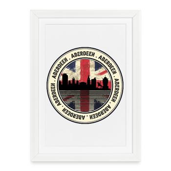 Union Jack Skyline Aberdeen Emblème - Affiche encadrée (27 × 37 cm) - blanc - Devant