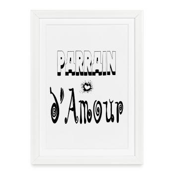 Parrain Amour Cœur - Affiche encadrée (27 × 37 cm) - blanc - Devant