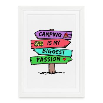 Déclaration de camping Caravane Camper Vacances Randonneurs - Affiche encadrée (27 × 37 cm) - blanc - Devant