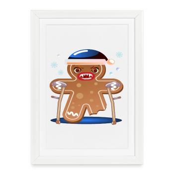 NOËL RÉTABLISSEZ-VOUS BIENTÔT - BÉQUILLE DE MARCHEUR - Affiche encadrée (27 × 37 cm) - blanc - Devant