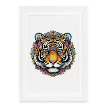 Tiger decorated with Mandalas - Framed poster (27 × 37 cm) - white - Front
