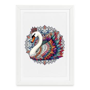 Swan decorated with Mandalas - Framed poster (27 × 37 cm) - white - Front