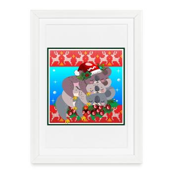 PULL DE NOËL MOCHE - KOALA BEAR FAMILY - Affiche encadrée (27 × 37 cm) - blanc - Devant