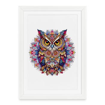 Owl decorated with Mandalas - Framed poster (27 × 37 cm) - white - Front