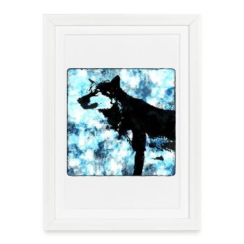 Silhouette de loup Aquarelles - Affiche encadrée (27 × 37 cm) - blanc - Devant