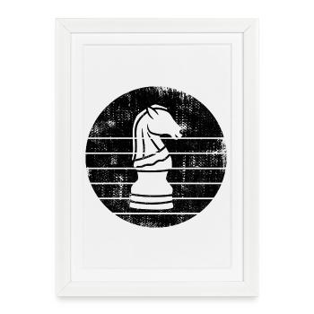 Chess Knight Drawing - Framed poster (27 × 37 cm) - white - Front