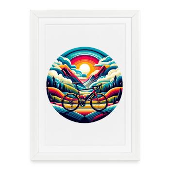 Vélo de route, paysage pittoresque de gravier - Affiche encadrée (27 × 37 cm) - blanc - Devant