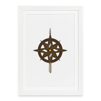 Fantasy Compass Rose - Framed poster (27 × 37 cm) - white - Front
