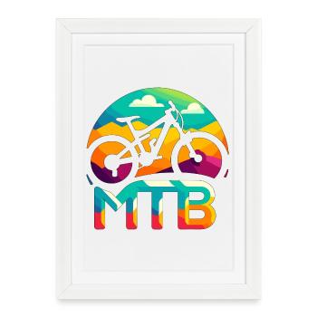 Vibrant MTB Mountain Bike Art - Framed poster (27 × 37 cm) - white - Front